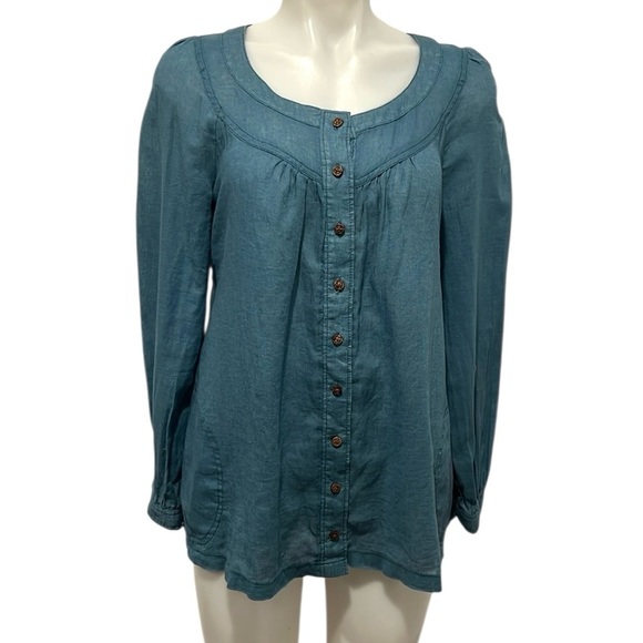 We the free teal linen blend long sleeve button down
Peasant top XS - Picture 1 of 9
